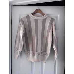 Aston Vintage Cotton Striped Chunky Striped Sweater Womens